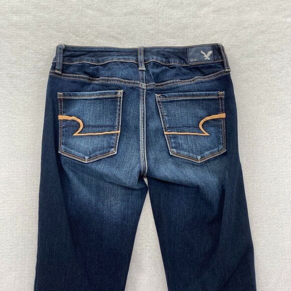 American Eagle Skinny Jeans Women's 4 Short Black Stretch Denim Low Rise Pants - Picture 11 of 13